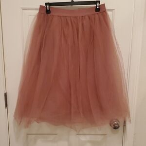 See You Monday Mauve Tulle A-Line Skirt